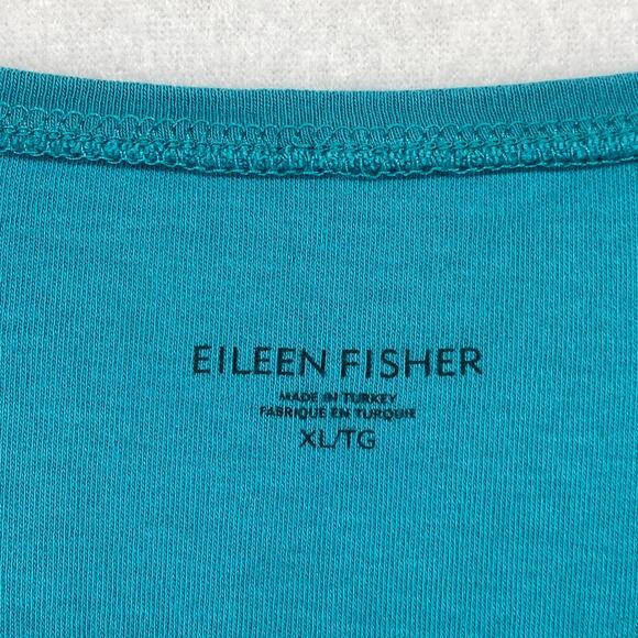 EILEEN FISHER Top XL Organic Cotton Interlock Jersey Crewneck Short Sleeve Blue - Picture 5 of 10